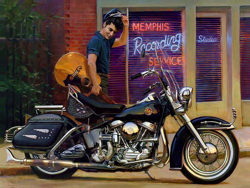 Fifties Harley, elvis, davidson, motorbike, harley, vintage, HD wallpaper