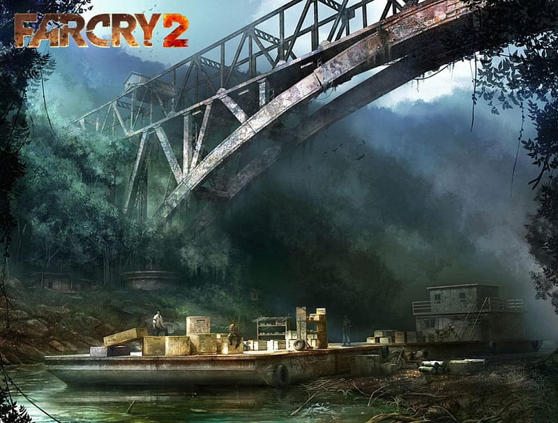 Far Cry 2 (Barge & Bridge), far cry 2, xbox 360, farcry, ubisoft, farcry2, HD wallpaper