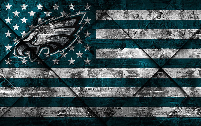 Philadelphia Eagles American football club, grunge art, grunge texture, American flag, NFL, Philadelphia, Pennsylvania, USA, National Football League, USA flag, American football, HD wallpaper