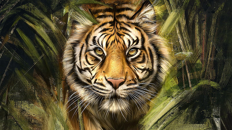 Tiger Painting Art, tiger, animals, artist, artwork, digital-art, artstation, HD wallpaper