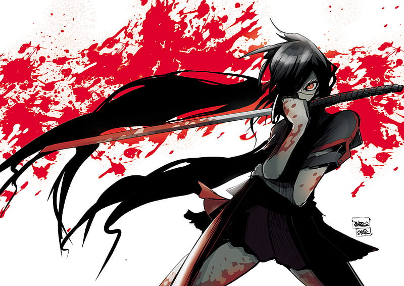 Kisaragi Saya, blood, girl, anime, katana, anime girl, weapon, sword, blood-c,  HD wallpaper | Peakpx