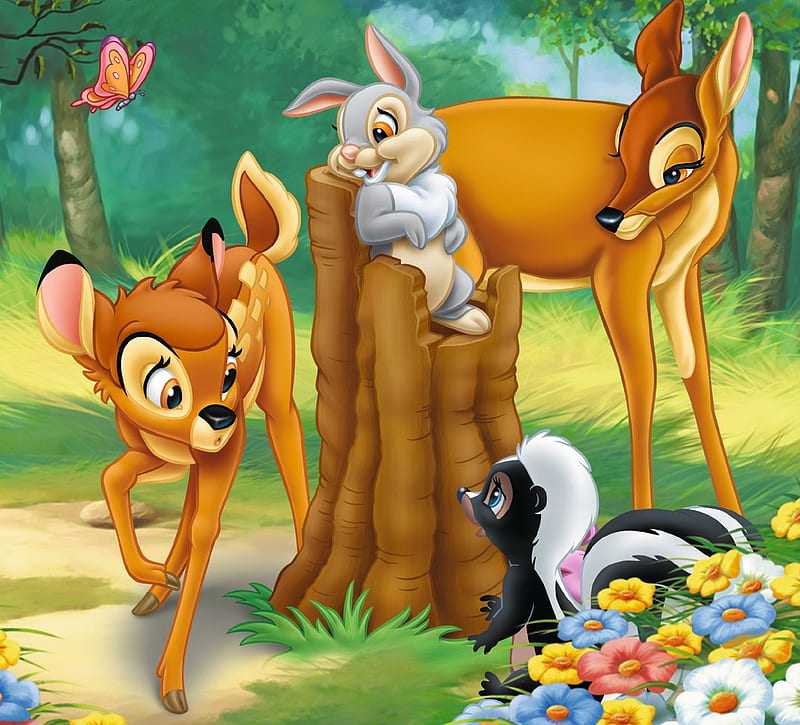 Bambi, movie, skunk, deer, animal, feline, fantasy, animation, flower,  bunny, HD wallpaper | Peakpx