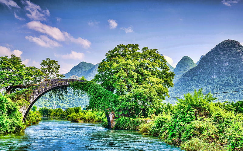 Guilin beautiful nature, river, Yangshuo County, R, chinese nature, China, Asia, HD wallpaper