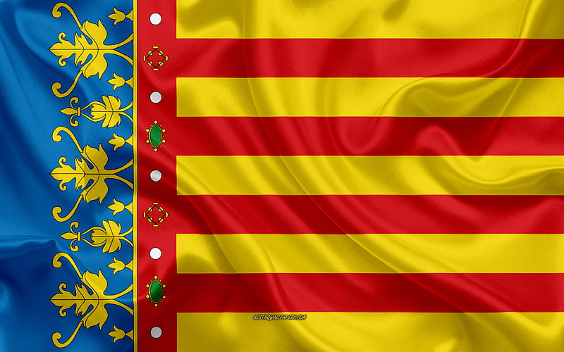 Valencia Flag silk texture, silk flag, Spanish province, Valencia, Spain, Europe, Flag of Valencia, flags of Spanish provinces, HD wallpaper