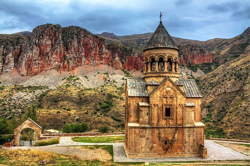 The Beauty of Noravank, Armenia, building, mountains, r, church, landscape, HD wallpaper