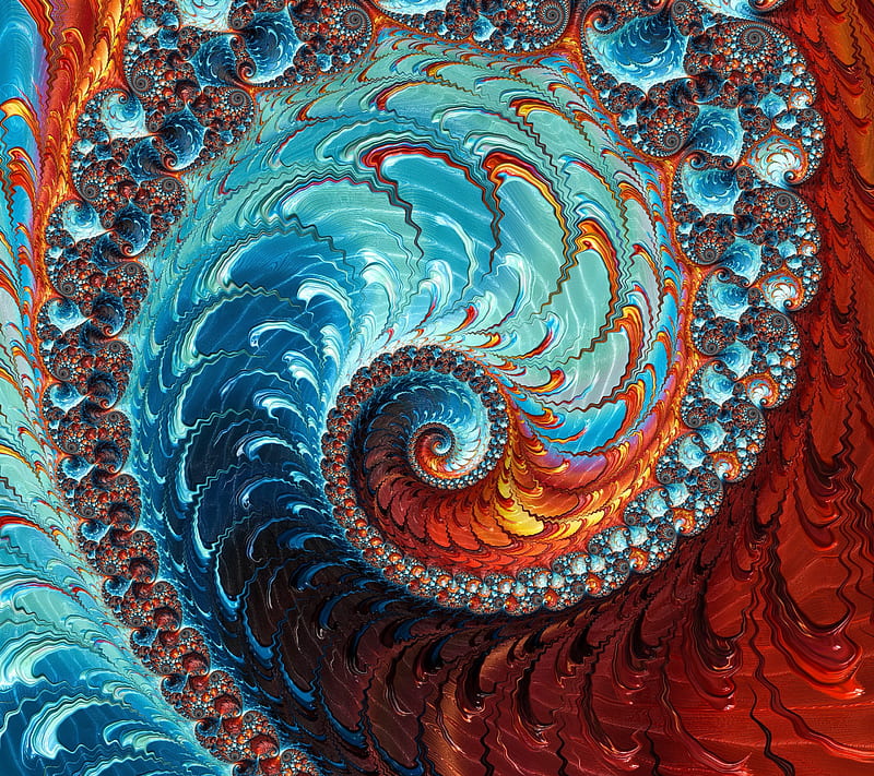 Fire and Ice, abstract, fractal, ice, spiral, HD wallpaper