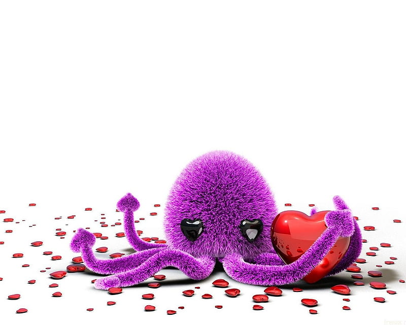 Octopus Art Love, octopus, animals, artist, love, digital-art, HD wallpaper