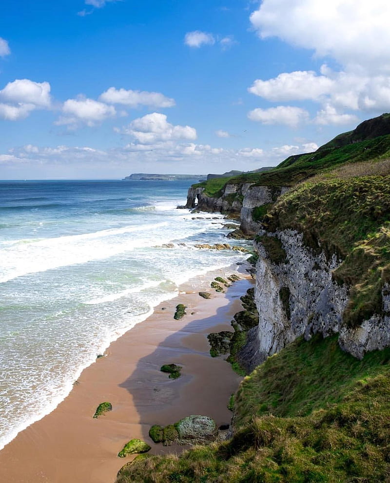 WhiteRocks beach, beaches, blue sky, causeway coast, ireland, landscape ...