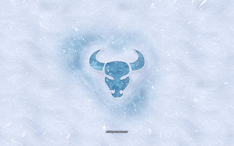 Taurus zodiac sign, winter concepts, snow texture, snow background, Taurus sign, winter art, Taurus, HD wallpaper