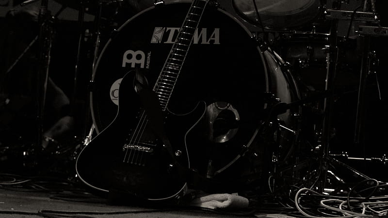 Marty Fielding Limpiamente Temporizador Kit de batería, guitarra eléctrica, guitarra, música, panorámico en blanco  y negro 16:9, Fondo de pantalla HD | Peakpx