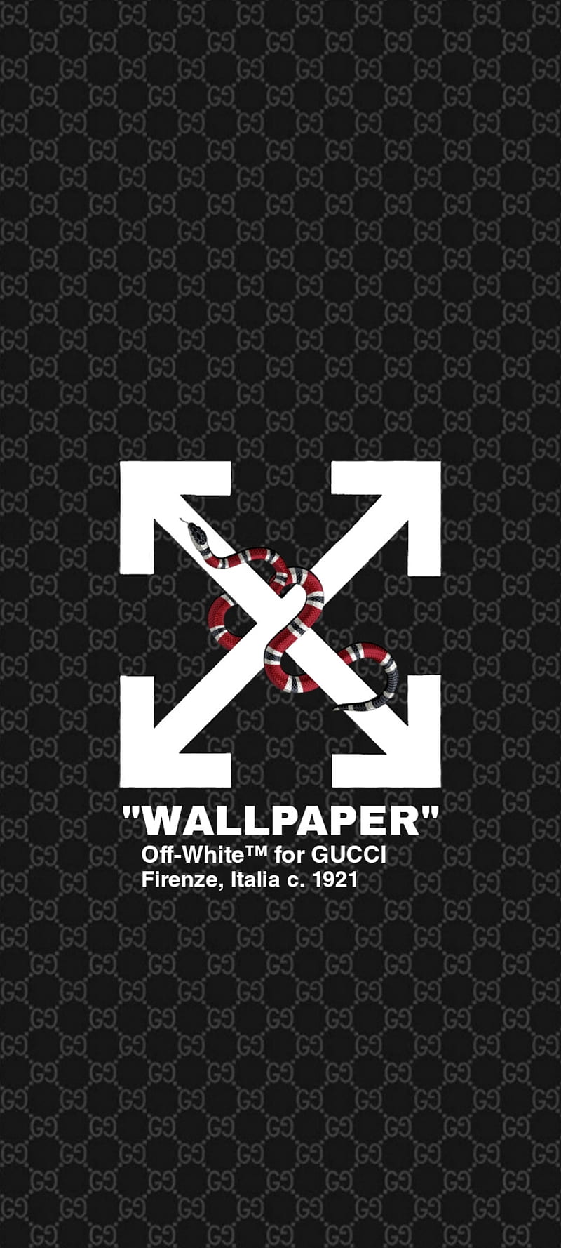 Off-White for GUCCI, offwhite, brands, white, black, pattern, snake, logo, HD phone wallpaper