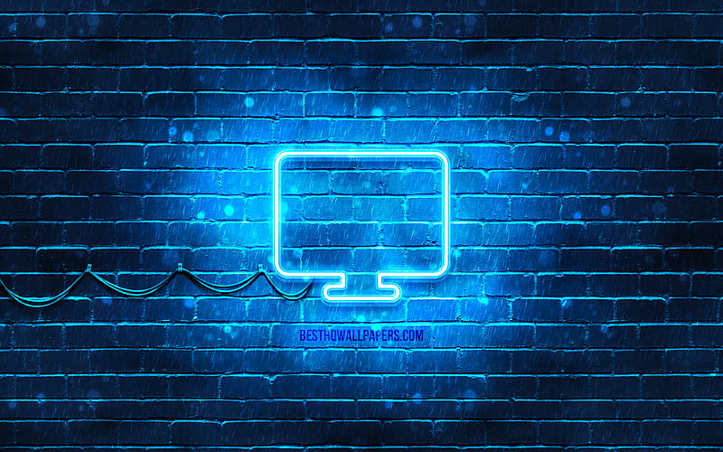 neon icon blue background, neon symbols neon icons, sign, computer signs, icon, computer icons, HD wallpaper