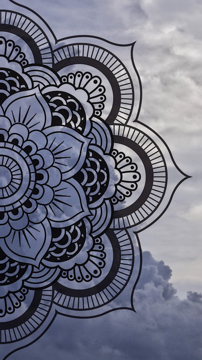 Mandala, sky, clouds, nube, clouds, sky, tattoo, tumblr, HD phone wallpaper
