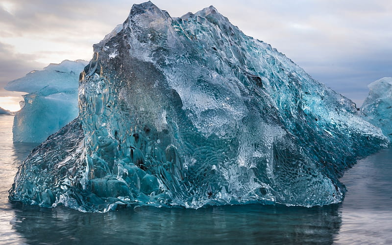 Iceberg, ice floe, block of ice, ocean, Antarctica, HD wallpaper