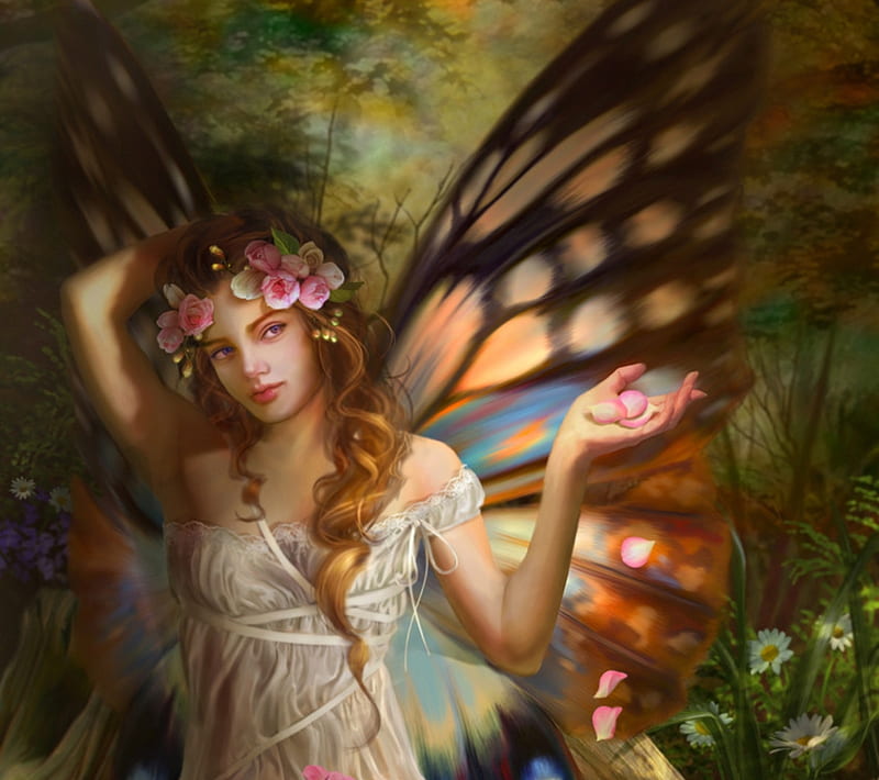 Fairy, fantasy, wings, luminos, girl, butterfly, drazenka kimpel, HD ...