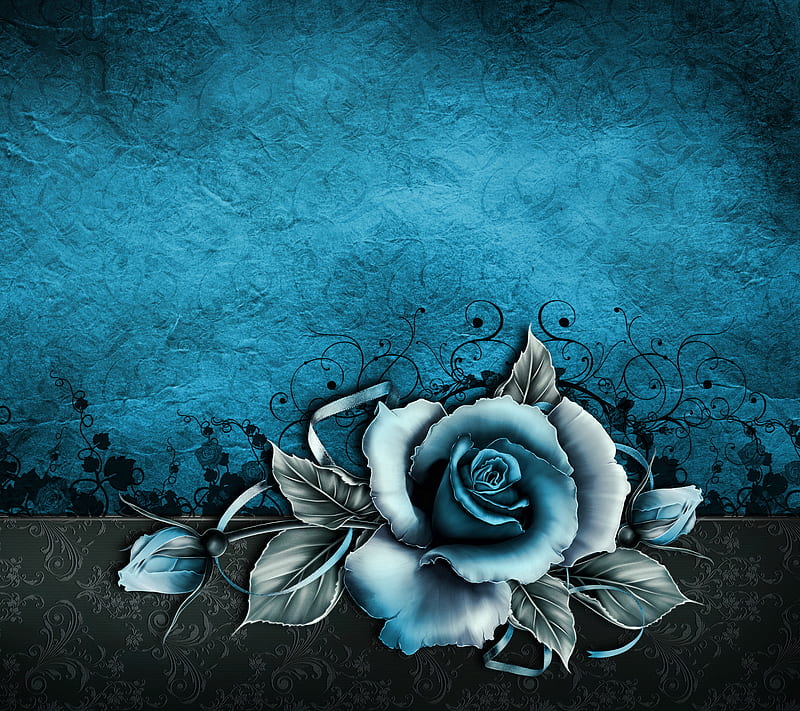 Vintage Rose, blue, flower, gothic, grunge, paper, retro, rose, white, HD wallpaper