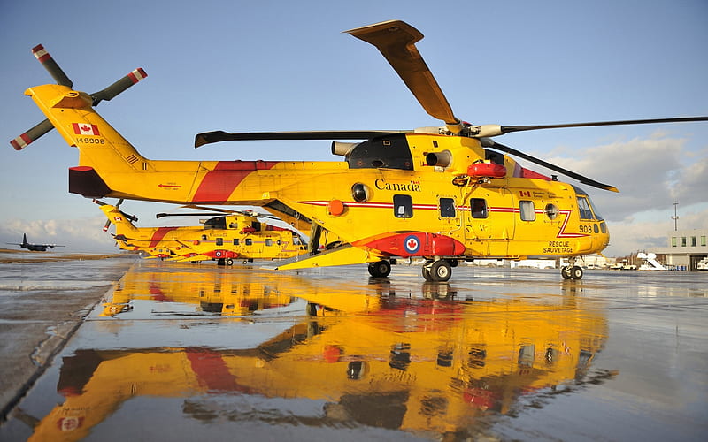 Reflection, Canada, Helicopter, Aircraft, Vehicles, Agustawestland Ch 149 Cormorant, HD wallpaper