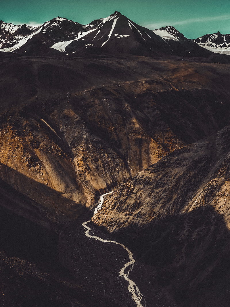 river, mountains, rocks, snow, snowy, HD phone wallpaper