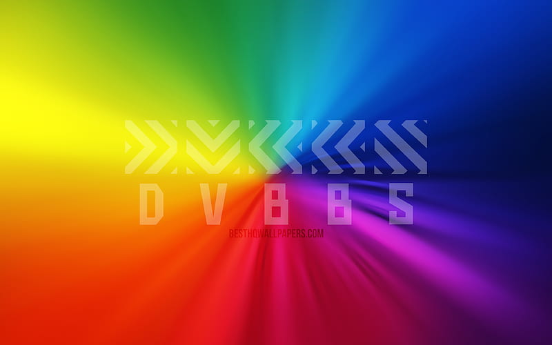 DVBBS logo vortex, canadian DJs, rainbow backgrounds, Chris Chronicles, Alex Andre, music stars, artwork, superstars, DVBBS, HD wallpaper