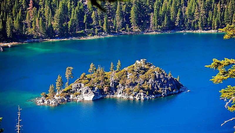 emerald bay state park california, forest, emerald, island, bay, HD wallpaper