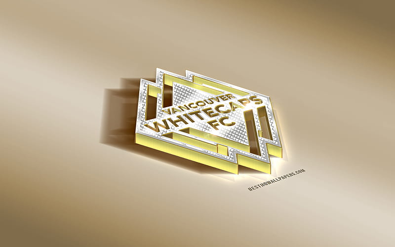 Vancouver Whitecaps FC, Canadian Football Club, Golden Silver logo, Vancouver, British Columbia, Canada, USA, MLS, 3d golden emblem, creative 3d art, football, Major League Soccer, HD wallpaper