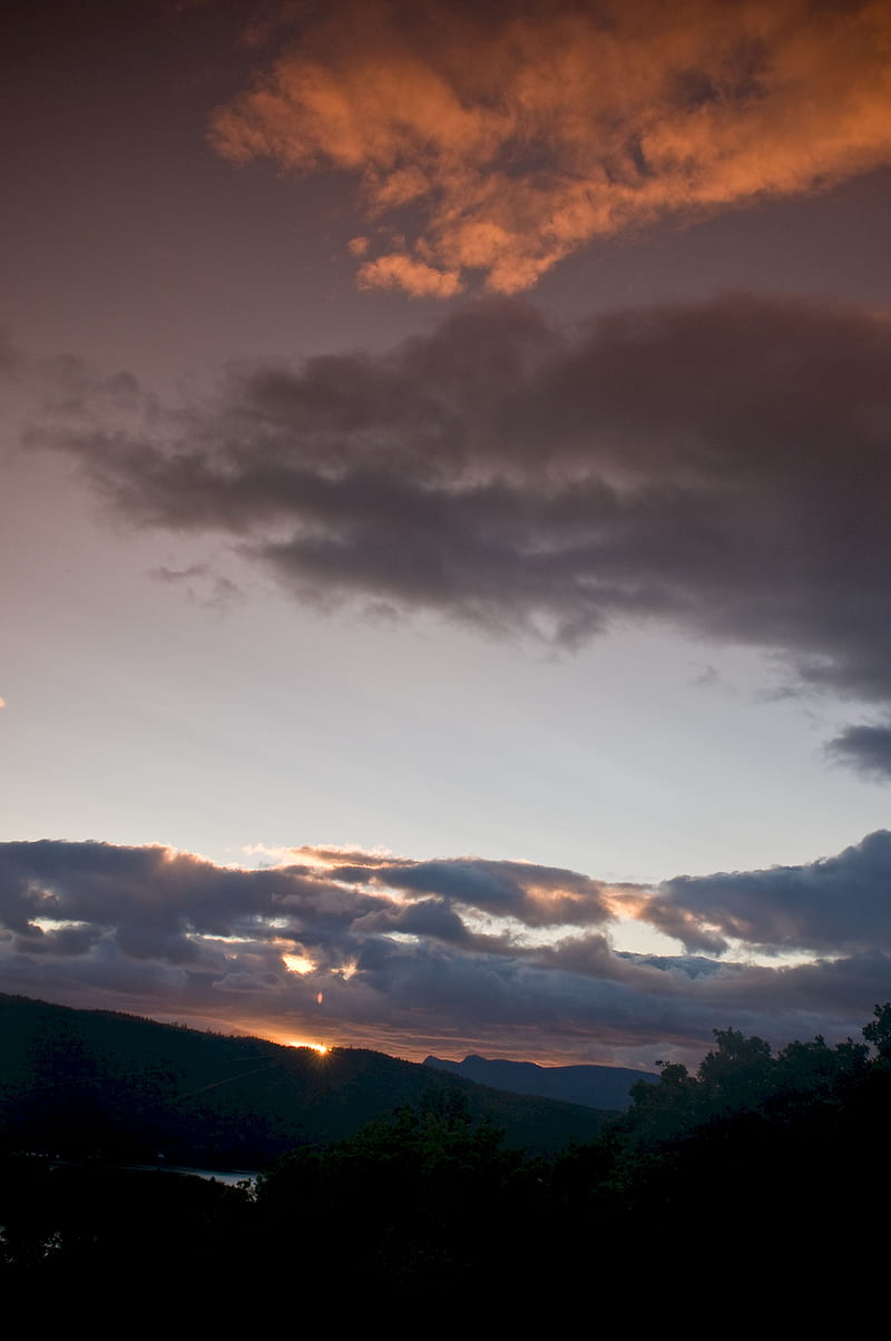sunset, sky, clouds, dark, twilight, evening, HD phone wallpaper