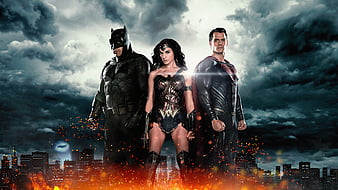 Wallpaper justice league, superman, wonder woman, batman, collage desktop  wallpaper, hd image, picture, background, 2232c2