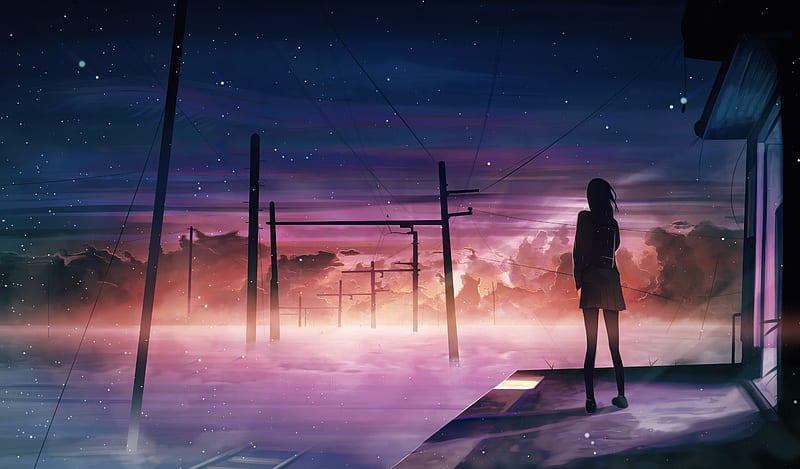 Utility Pole , anime-girl, anime, artist, artwork, digital-art, HD wallpaper
