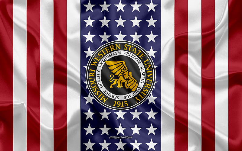Missouri Western State University Emblem, American Flag, Missouri Western State University logo, Saint Joseph, Missouri, USA, Missouri Western State University, HD wallpaper