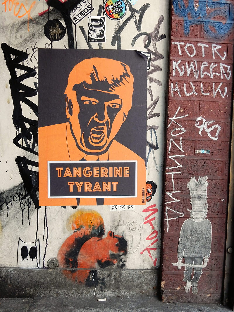 Street Art , anti trump, antitrump, grafiti, orange tyrant, political, street art, streetart, usa, HD phone wallpaper