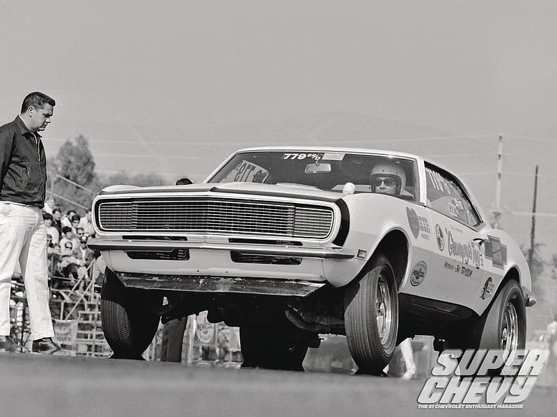 Super Chevy Drag Racing Greats, gm, camaro, 68, bowtie, HD wallpaper