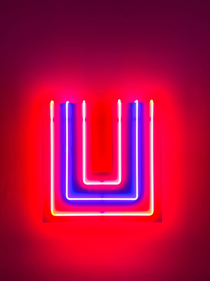 neon, wall, red, HD phone wallpaper