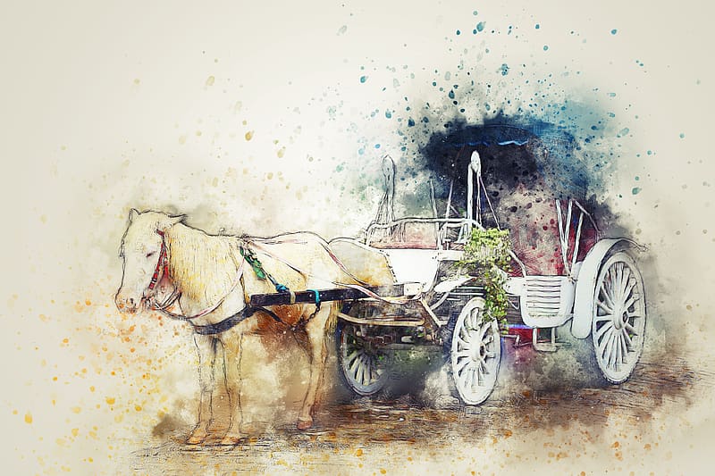 Horse, Carriage, Watercolor, Cart, Vehicles, Horse Drawn Vehicle, HD wallpaper