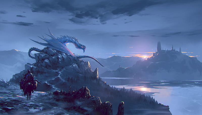 Fantasy, Dragon, Landscape, Warrior, HD wallpaper | Peakpx