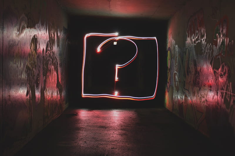 question mark neon signage, HD wallpaper