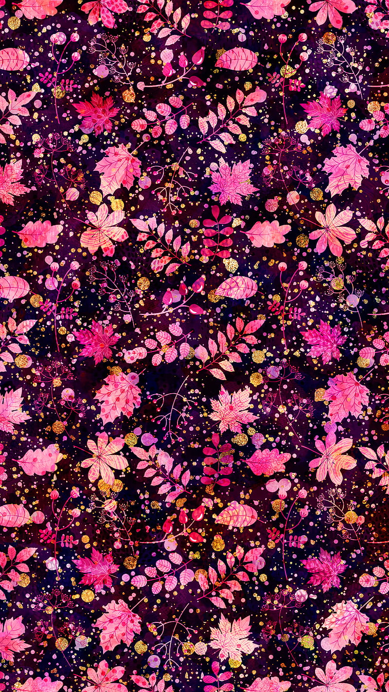 Pink Leaves Glitter, November, October, Pravokrug, September, autumn,  autumnal, HD phone wallpaper | Peakpx
