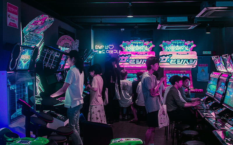 people playing arcade games, HD wallpaper