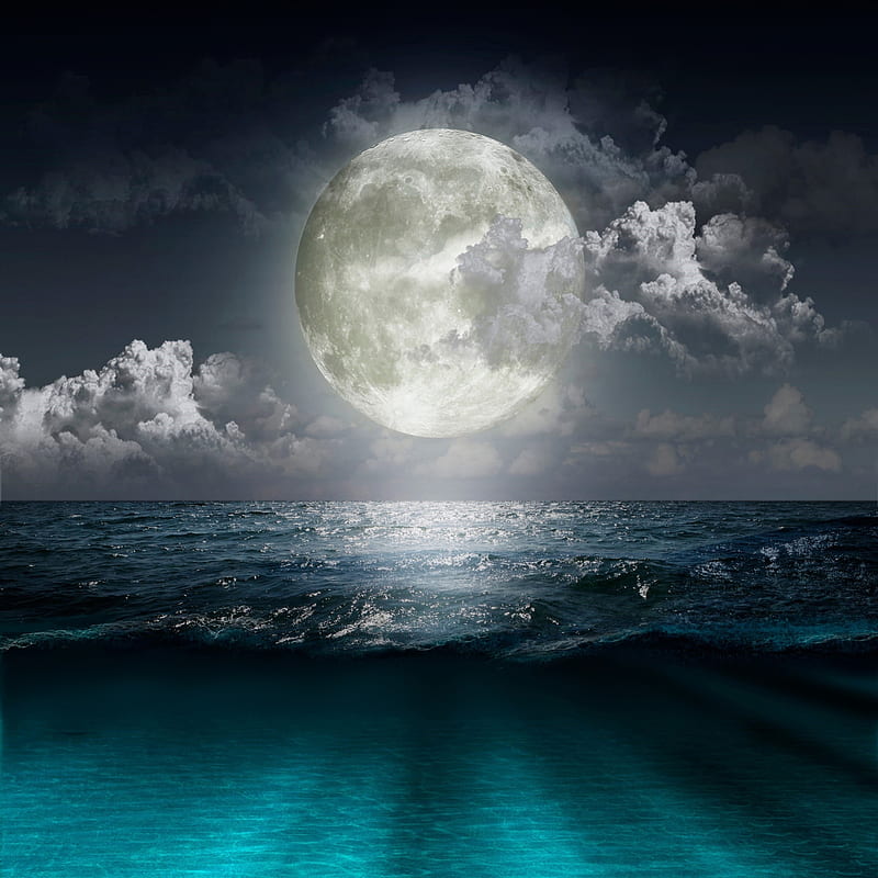Moon Beach, lunar, ocean, sea, water, HD phone wallpaper