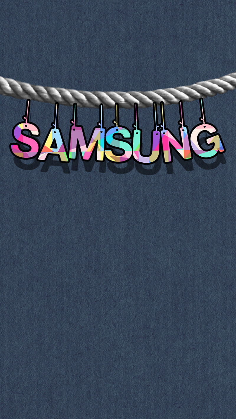 Samsung, black, brand, colorful, logo, logos, mobile, phone, rope, HD phone wallpaper