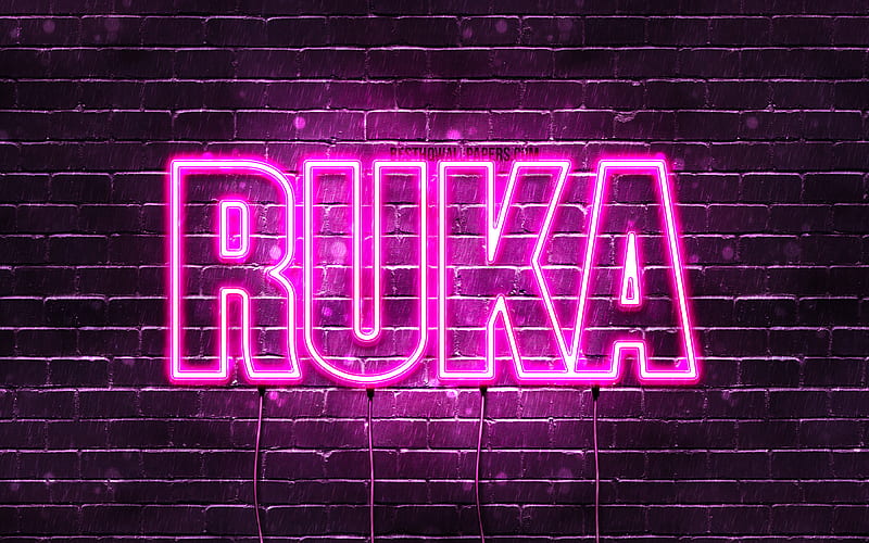 Ruka with names, female names, Ruka name, purple neon lights, Happy Birtay Ruka, popular japanese female names, with Ruka name, HD wallpaper