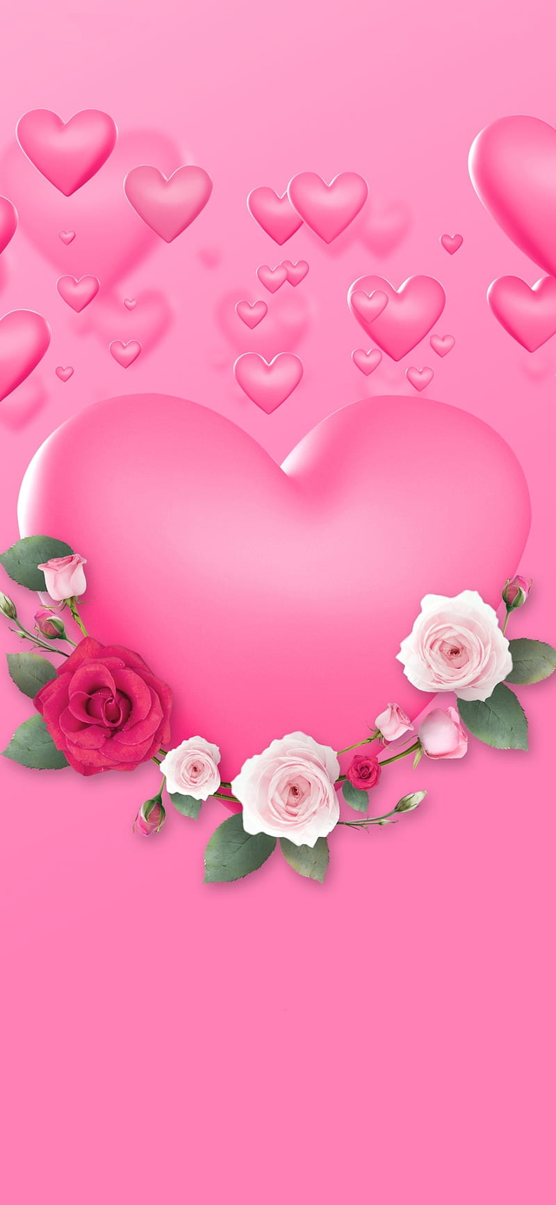 Flower Heart, flowers, love, pink, HD phone wallpaper