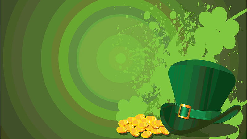 Green Hat With Gold Coins St. Patrick's Day, HD wallpaper