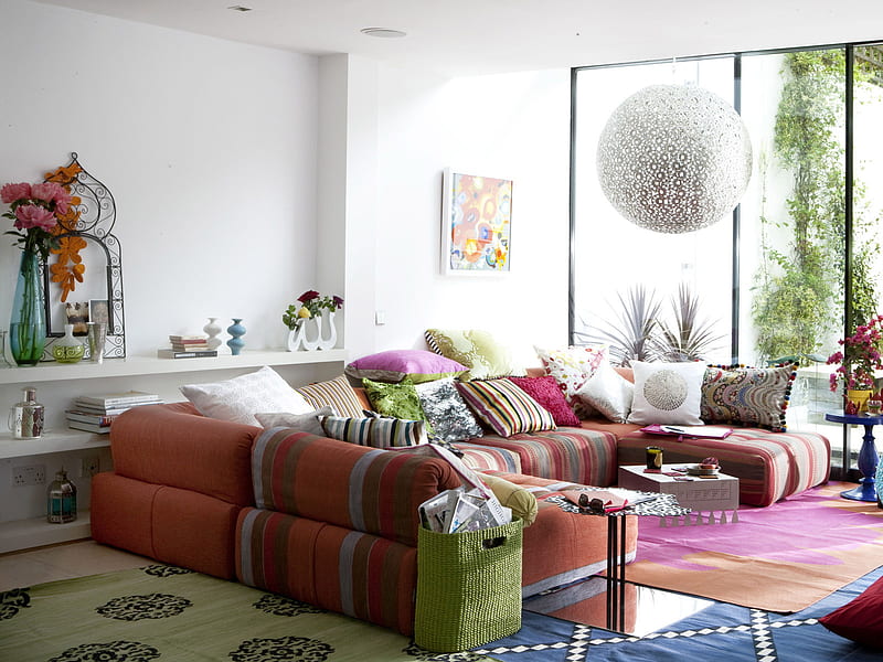 Interior, house, colors, home, bonito, decor, nice, flowers, room, sofa ...