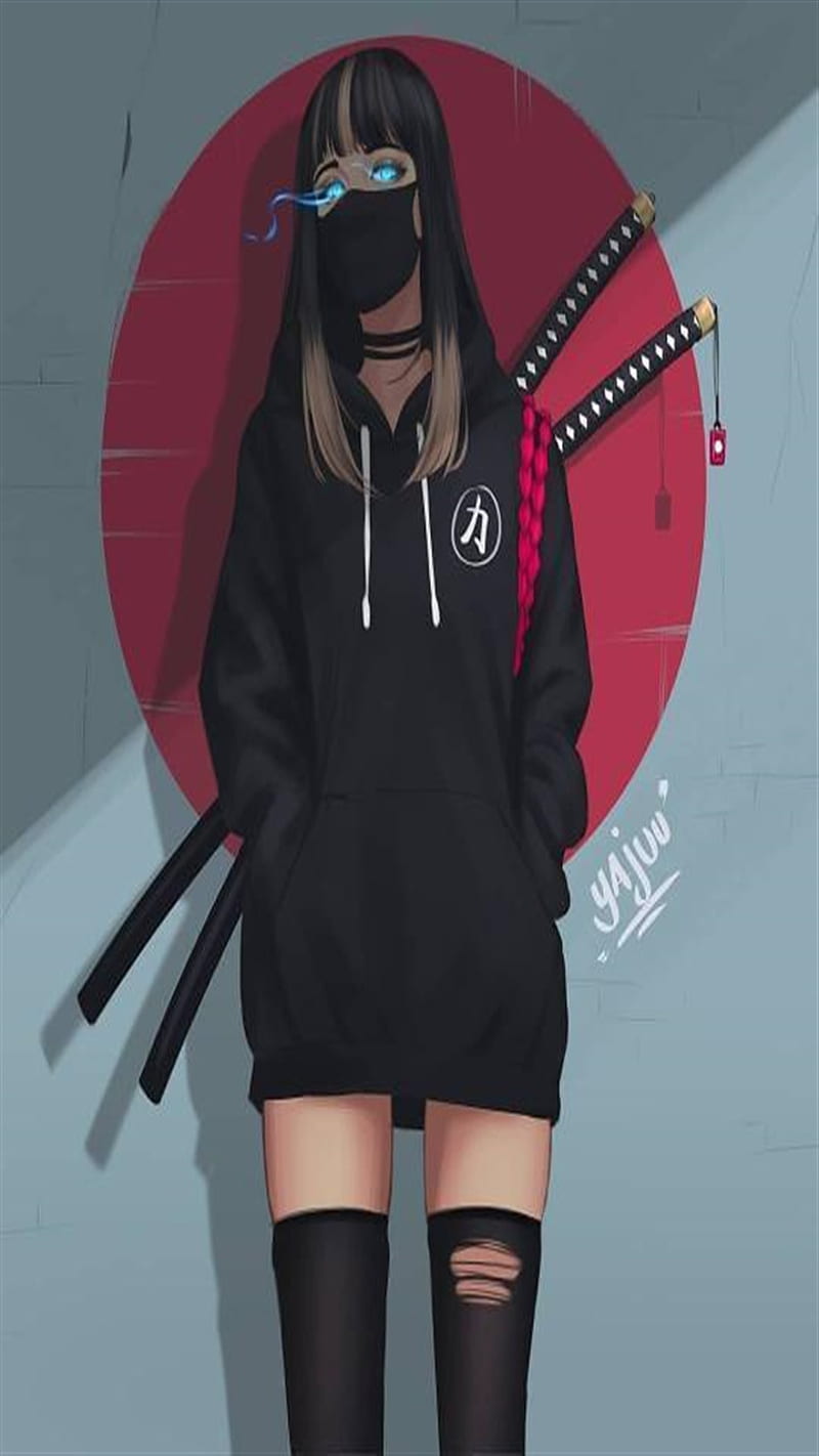 Urban Ninja Girl, anime eye, mask girl sword, HD phone wallpaper | Peakpx