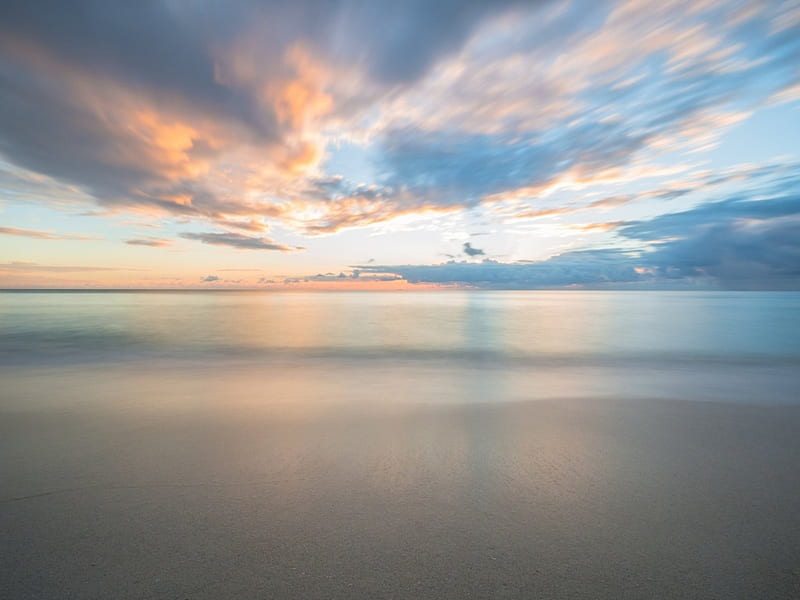 Silent Beach, beach, nature, clouds, sky, sea, HD wallpaper