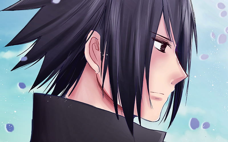 Download wallpapers Sasuke Uchiha, neon lights, manga, artwork