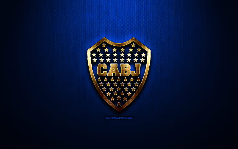 Boca Juniors FC, blue metal background, Argentine Primera Division, Argentine football club, fan art, Boca Juniors logo, football, soccer, CA Boca Juniors, CABJ, Argentina, HD wallpaper