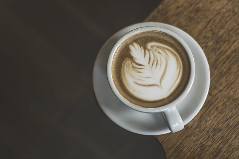 coffee latte serve in ceramic mug, HD wallpaper