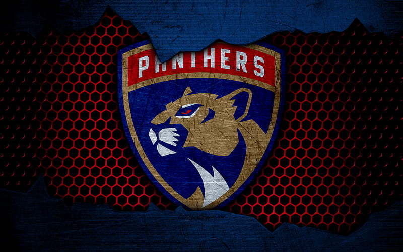 Florida Panthers logo, NHL, hockey, Eastern Conference, USA, grunge, metal texture, Atlantic Division, HD wallpaper