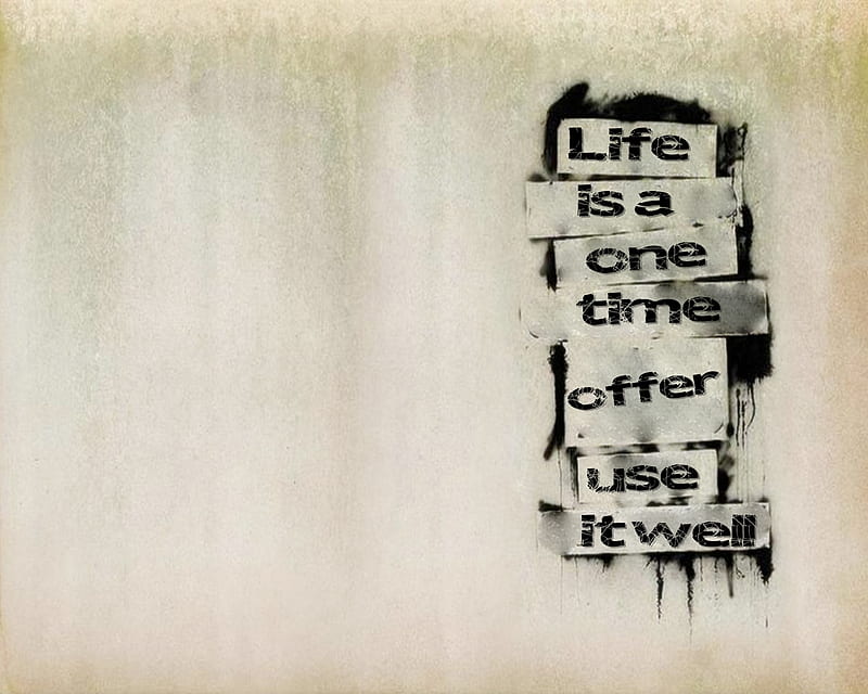 One Time Offer, cool, feeling, life, new, nice, saying, use, well, HD wallpaper